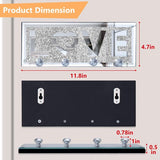 Home Sleutelhouder Zilver met 4 Kristallen Haken, Gespiegelde Sleutelopslag, Sleutelhaak Modern, Sleutelhouder Muur, Wanddecoratie, Hal