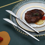 Tafelmes, 6-delig, roestvrij staal mat zilver tafelmes, robuust botermes, modern design botermes, vaatwasmachinebestendig (mat zilver, 8,9 inch)