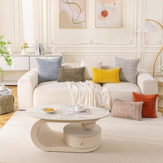 Set van 4 decoratieve kussenslopen, 40 x 40 cm, burnt oranje, corduroy fluwelen kussen, bankkussens, sierkussen, wollige kussenslopen, kussenhoes voor bank