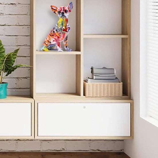 Gekleurde graffiti Bulldog-sculptuur Graffitikunst staand Britse Bulldog Franse Bulldog-standbeeld Decoratie Kleur Hond Mode Hars Technologie Decoratie Hond (A)