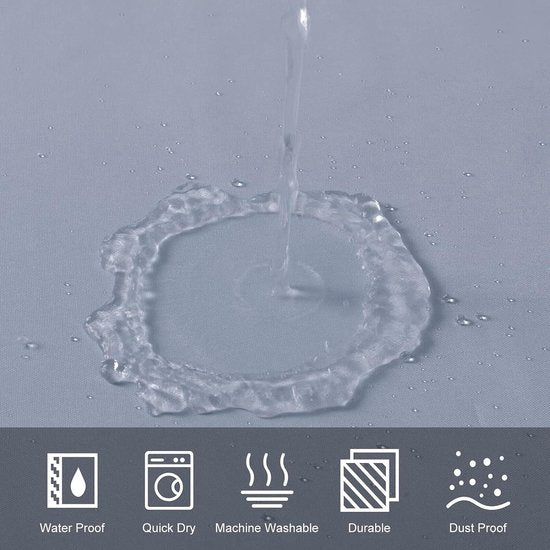 Douchegordijn, extra lang badgordijn, schimmelwerend, textiel voor bad en douche, antibacterieel, wasbaar, grijs, blauw, extra groot, 200 x 200 cm.