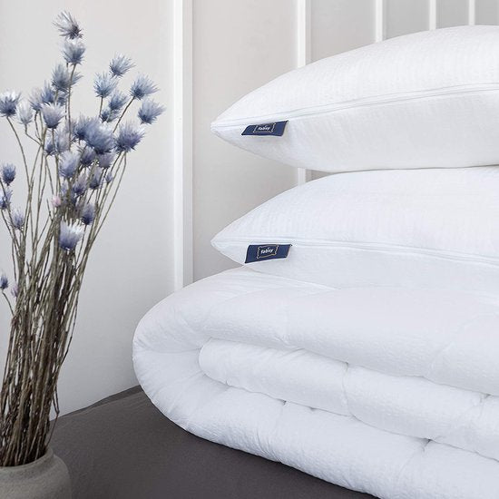 FABSY Simpelweg schoon dekbed - ademend dekbed 155 x 220 cm - zware all-season deken 350g / m2 - Seersucker reliëf microvezel - wasbaar dekbed