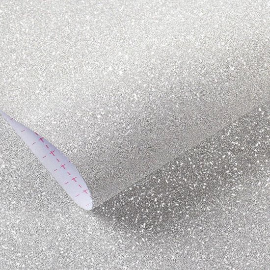 Glitterbehang zilver zelfklevend folie glitter zelfklevend glitterfolie voor meubels kaptafel decoratie meisjes kinderen mobiele telefoon meubels zelfklevend glitterpapier knutselfolie glittereffect 40CMx2M