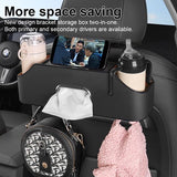 Auto achterbank-organizer voor de autohoofdsteunen, opbergdoos voor autostoelen met 2 bekerhouders, zakdoekbox, 2 brillenhouders voor auto, multifunctionele auto-organizer