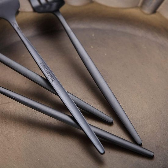 Matzwarte dinervorken 6-delig roestvrij staal 8,4 inch vorken Bestekset Dessertvorken Tafelvorken Saladevorken voor huishouden, keuken of restaurant Vaatwasmachinebestendig