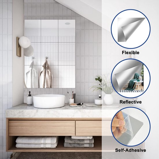 spiegelmuurstickers zijn gemaakt van nieuw, licht acrylmateriaal en pvc-folie 30x20