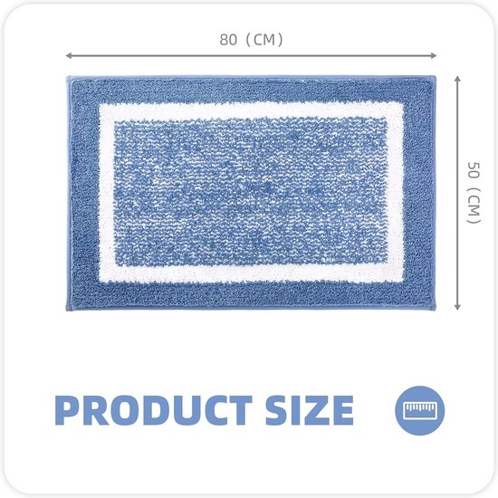 50 x 75 cm Microfiber Zachte Badmat, Antislip Badkamermat Machinewasbaar, Douche Waterabsorberend Badkleed Duurzame Vloermatten (Blauw)