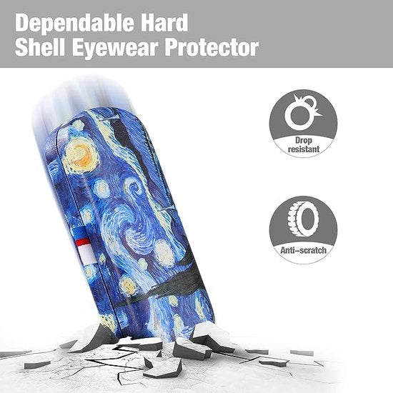 Hardcase brillenkoker, PU lederen brillenetui, krasbestendige draagbare brillenbox met reinigingsdoek, harde schaal, etui, brillenorganizer, brillenopslag voor zonnebril leesbril