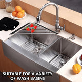 Afdruiprek servies opvouwbaar, oprolbaar afdruiprek servies, driehoekig afdruiprek spoelbak roestvrij staal multifunctionele afdruiprekmand voor kopjes, fruit, groenten, keukenorganizer (41,5 x 23 cm)