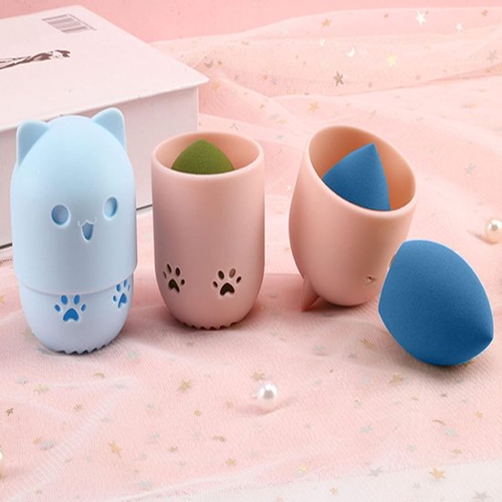 2 stuks Beauty Sponge Travel Case make-up sponshouder, make-up blender spons houder, wasbaar en herbruikbaar, geschikt voor thuis, uitstapjes, reizen enz