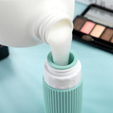 Siliconen reisflessen, set van 60 ml, 4 stuks reisflessen om te vullen, handbagage, vloeistoffen, lekvrij, cosmeticaflessen om te vullen, container, BPA-vrij, FDA-goedgekeurd (mintgroen)