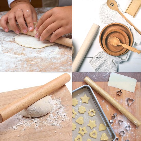 2 stuks deegroller beukenhout - deegroller hout klein, milieuvriendelijke Franse deegroller houten deegroller roller, rolling pin voor pizza, fondant, cake, koekjes