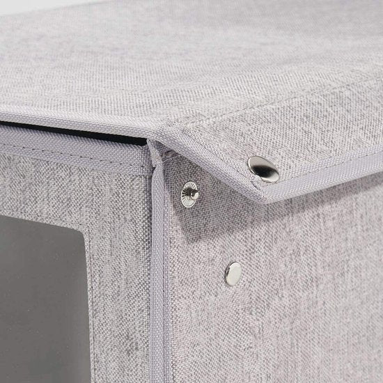 mDesign - Opbergboxen in 2-delige set - bergruimte voor kledingkast - voor slaapkamer en babykamer - groot/met deksel en zichtvenster/stof/kubusvormig - grijs