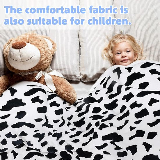 Sherpa Deken, knuffeldeken, extra dikke warme bankdeken, bankdeken in tweezijdig, super fleece deken als bankplaid of woonkamerdeken, 150 x 130 cm, koeienprint