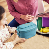 2-laags lunchbox: 1550ml lunchbox met 3 vakken - met bestek - plastic BPA-vrije lunchbox voor volwassenen en heren - lekvrije vakken bentobox magnetronbestendige verwarming