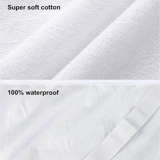 Set van 2 waterdichte matrasbeschermers, 180 x 200 cm, ademende matrasoplegger, anti-mijt, anti-allergische matrasbescherming