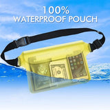 Waterdichte tas heuptas beschermhoes met waterdichte mobiele telefoonhoes, universele strandtas met mobiele telefoonzak, waterdicht voor watersport, strand, zwemmen, varen (geel)
