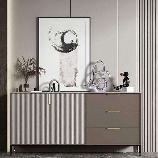 Modern zilver decor keramiek beeld - abstract huisaccent en tafelbeeldje voor woonkamer, slaapkamer, badkamer, kantoor, plank, schoorsteenmantel - bruiloft, eetkamerdecoratie