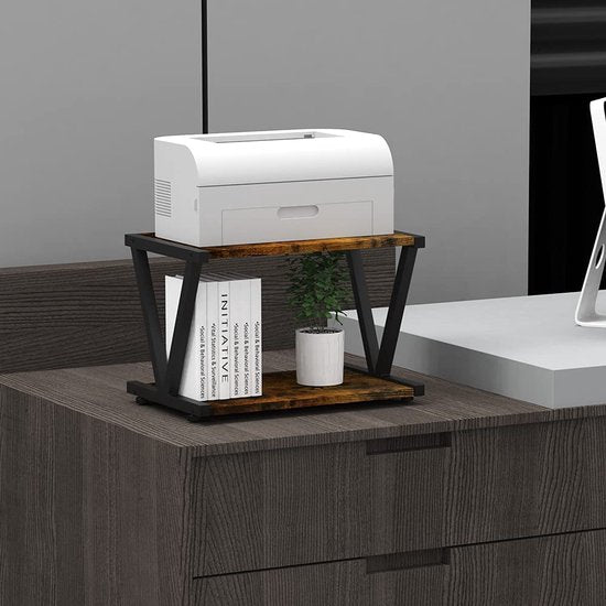 IBUYKE 2-laags desktop printer stand, multifunctionele bureau-organisator, houten printer stand met lade opslag voor mappen, boeken, voor faxapparaat, scanner, thuiskantoor, rustiek bruin TLJ006H IBUYKE 2-laags desktop printer stand, multifunctionele bureau-organisator, houten printer stand met lade opslag voor mappen, boeken, voor faxapparaat, scanner, thuiskantoor, rustiek bruin TLJ006H