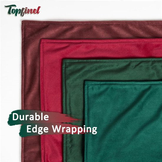 Kerstkussensloop, 30 x 50 cm, groen en rood, set van 4 fluwelen kussenslopen, kussenovertrek, sierkussen, sofakussen, decoratie voor bank, slaapkamer, woonkamer, cadeau, pluizig