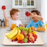 Set van 3 dienbladen, rechthoekige fastfooddienbladen, dienbladen voor voedseldranken, plastic dienblad voor restaurant, café, keuken, feest (roze, blauw, beige)