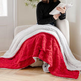 Cuddly Blanket Sofa Blanket 130 x 150 cm Lamb Blanket Striped Fluffy Soft Blanket Sofa Throw Couch Blanket for Bed Sofa Living Room Light Red