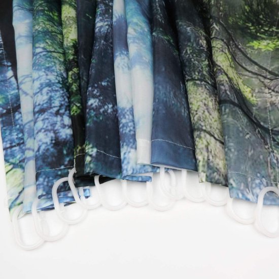 Forest Shower Curtain, Green Anti-Mould Shower Curtains, Textile Waterproof Shower Curtains, Bathtub, Washable with 12 Hooks, 180 x 200 cm