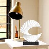 Abstracte sculptuur, moderne decoratie in wit, decoratieve spiraal van hars, 28 cm hoog, voor woonkamer, slaapkamer, bureaublad, kasten