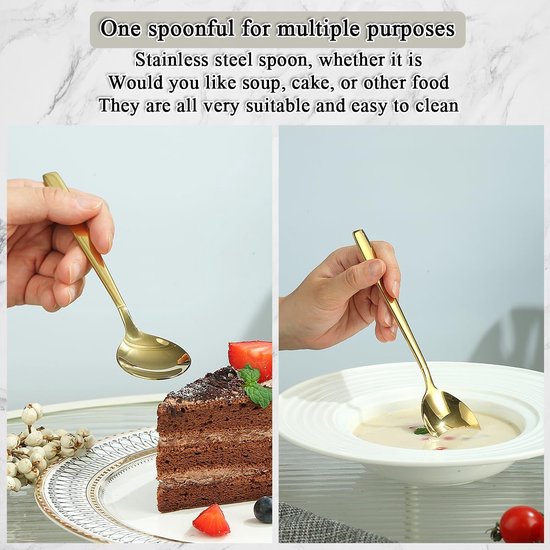 Regenboogsoeplepel, 12 stuks, titanium kleurrijk gecoat, moderne roestvrijstalen tafellepel, ideaal voor thuis, toiletkamer, hotel, bruiloft en feest, vaatwasmachinebestendig