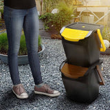 KADAX - Recycling-emmer, 25 liter afvalemmer/prullenbak met deksel - afvalemmerset voor gemakkelijke afvalscheiding, afvalverzamelaar, afvalscheider voor biologisch afval, papier, glas - 2x25L