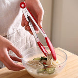 Keukentang roestvrij staal, 22,4 cm, barbecue-tang, keukentang van siliconen, levensmiddelenkwaliteit, met slot en antislip handgreep, keukengerei-accessoires voor pasta, vlees, gehaktballen