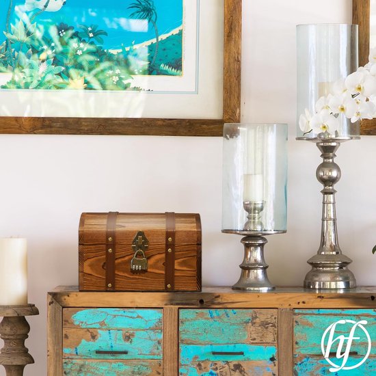 25 x 15,5 x 15,5 cm, van massief grenenhout, met slot voor een cadeau, decoratieve houten kist voor het opbergen of als schatkist voor een schattenjacht