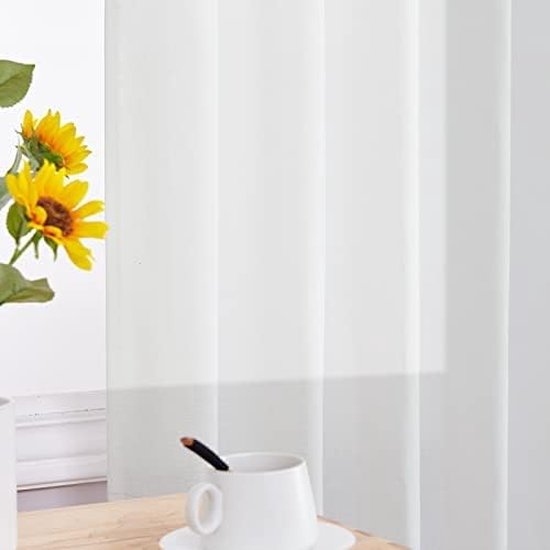 Witte vitrage linnen bistrogordijn ondoorzichtig gordijn ondoorzichtig gordijn gaas sjaals venstersjaal half transparant keuken woonkamer landhuis set van 2 65 x 60 H (cm) wit