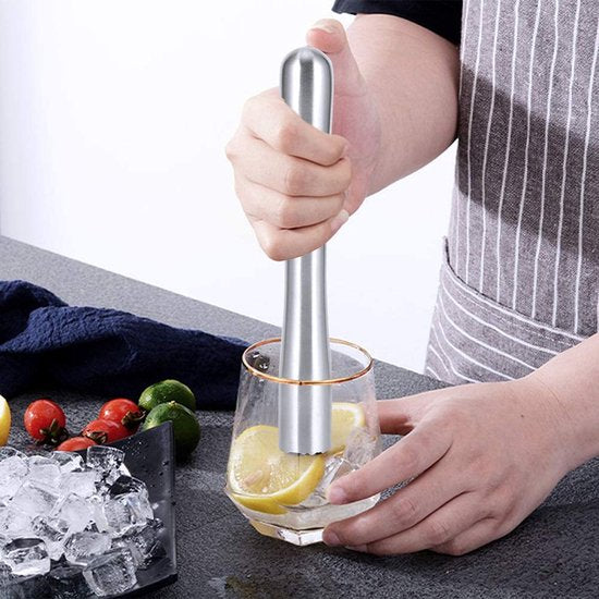 Roestvrij staal cocktail stamper, drinken stamper cocktail mixer Mojitos fruit stamper citroen hamer stamper bar gereedschap voor heerlijke Mojitos maken, 8.9inch