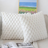 Fluffy kussenhoes, 40 x 40 cm, crèmewit, set van 2, pluche decoratieve kussenhoezen, zacht gestreepte kussenhoes, luxe bont, decoratief kussen, bankkussen, knuffelige kussenhoezen, wonen