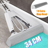 Dweilmop van PVA, absorberend, professioneel, opvouwbaar, absorberend, met PVA-spons en telescoopsteel, 34 cm wisbreedte, telescoopsteel tot 135 cm lengte