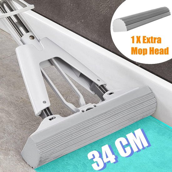 Dweilmop van PVA, absorberend, professioneel, opvouwbaar, absorberend, met PVA-spons en telescoopsteel, 34 cm wisbreedte, telescoopsteel tot 135 cm lengte