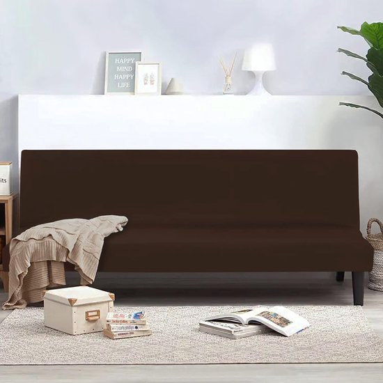 Bankhoes aan de armleuningen, 3-zits, elastisch, anderzijds wasbaar, bankovertrek, schoenen voor Clic Clac, aan de armleuningen, donkerbruin