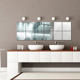 Vierkant acryl spiegelstickervel, 10 stuks acryl spiegel-muurstickers, 15 cm x 15 cm, verwijderbare muurstickers, voor badkamer, woonkamer, slaapkamer, stickers (zilver)