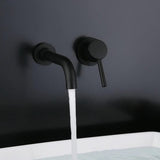 moderne badkamerkraan wandmontage mat zwart 360° draaibare uitloop badkranen voor muur 2-gats montage kraan met enkele handgreep messing Leekayer