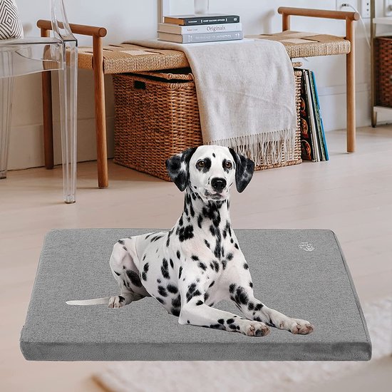 Hondenmand grote honden wasbaar, hondenmand waterdicht XL 104x71x7.6cm, hondenkussen geschikt voor kooien, hondenmat met afneembare en wasbare hoes voor grote honden, kleur grijs