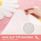 Badkamertapijt antislip wasbaar 45 x 65 cm badmat absorberende badmat sneldrogend badmat zacht microvezel met madeliefjespatroon roze