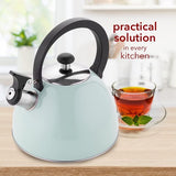 Brilloi Kettle (2 Litres) Stainless Steel Tea Kettle Whistling Kettle with Bakelite Handle I Scratch-Resistant I Kettle for Induction Hobs, Gas Hobs and Electric Hobs I Colour: Mint