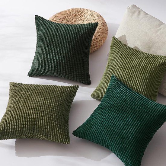 Set van 4 groene Topfinel kussenhoezen, 40 x 40 cm, fluwelen kussenhoezen, decoratieve kussenhoes voor bank, slaapkamer, woonkamer, balkon, kinderen, pluizig, kleurverloop