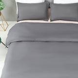 Antraciet dekbedovertrek 220 x 240 cm, 3 stuks, 100% gewassen microvezel, zachte vaste kleur, winter beddengoedset met hoekbindingen en ritssluiting, bevat 1 dekbedovertrek en 2 kussenslopen