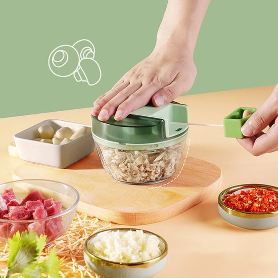 Handmatige keukenmachine Groentensnijder Draagbare knoflookmolen Uiensnijder voor groenten Fruitnoten Duurzaam BPA-vrij Food Grade materiaal 650ml