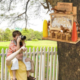 Eekhoorntje, voederhuis van grenenhout, eekhoorntje, voederhuis met maïskolfhouder, eekhoornhuis voor buiten, chipmunk-voederstation voor achtertuin, buiten, tuin (A)