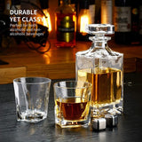 Whiskykaraf met 2 glazuren, whiskyset, 3 stuks, whiskykaraf 800 ml en whiskyglazuur 300 ml, 2 stuks, kristalglazuur en longdrinkglazuur