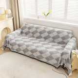 Diamantpatroon Bankkleed Deken Omkeerbaar XXL Grote bankkleed Bankhoes Decoratieve bankhoes Bankdekens voor het bedekken van sprei met kwastjes - Lichtgrijs, 180x340cm