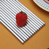 10 paar herbruikbare eetstokjes, roestvrijstalen metalen eetstokjes, Japanse Chinese Koreaanse eetstokjes vaatwasmachinebestendig, 8,9 inch (zilver/eetstokjes)